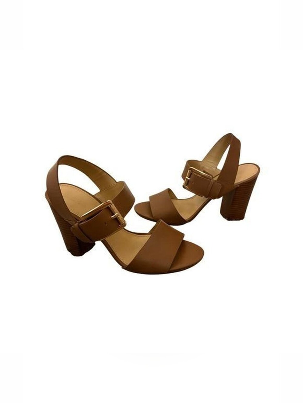 Michael Kors Tan Brown Block Heel Sandals with Buckle